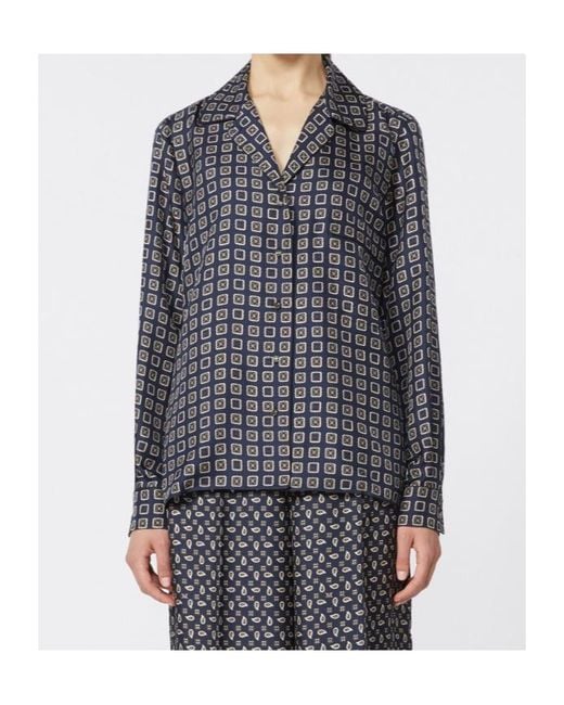 Max Mara Blue Silk Printed Shirt