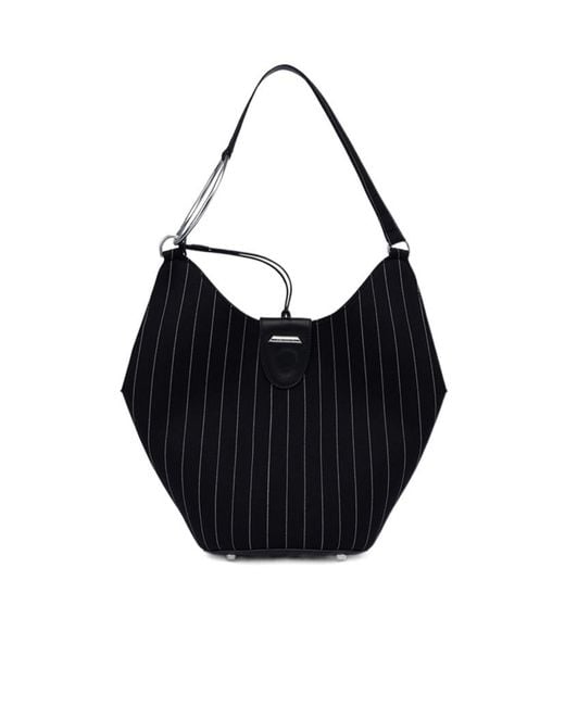 Dondup Black Striped Shoulder Bag