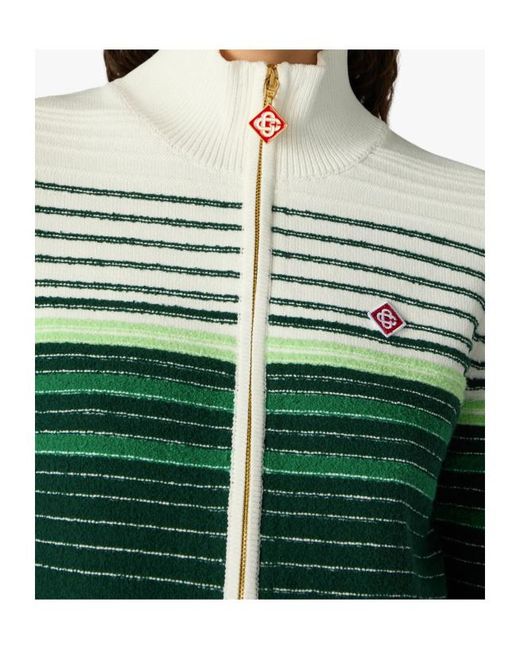 Casablanca Green Stripe Zip-Up Cardigan