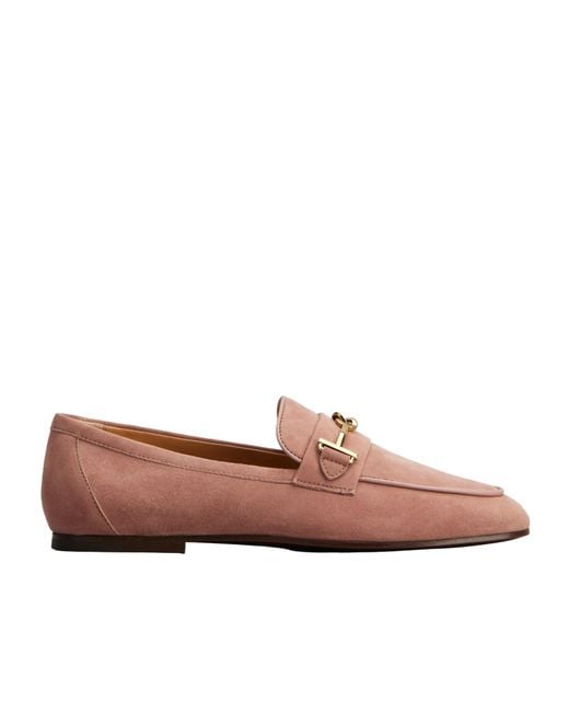 Tod's Brown Logo Plaque Almond Toe Loafers