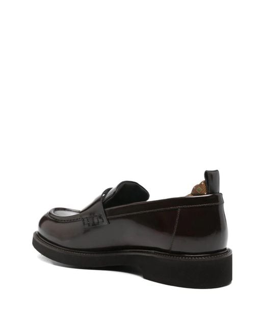 Etro Black Leather Penny Loafers for men