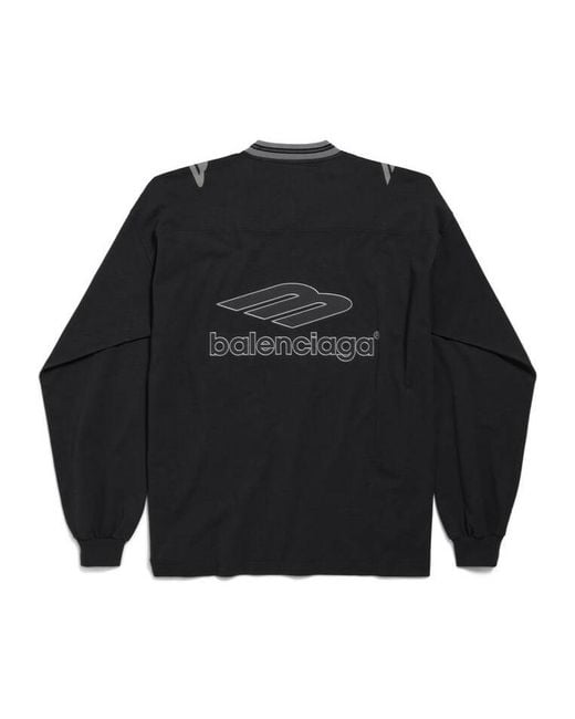 Balenciaga Black 3B Football Long-Sleeved T-Shirt for men