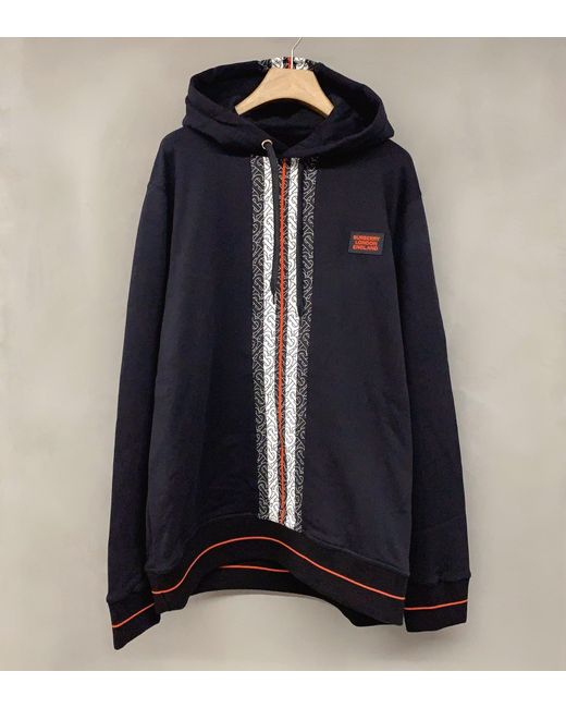 Burberry Black Monogram Stripe Panel Hoodie for men