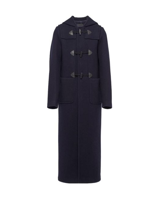 PRADA 2023aw duffle coat navy 48 未使用品 Prada Double-Breasted Hooded Duffle Coat in Blue for Men | Lyst