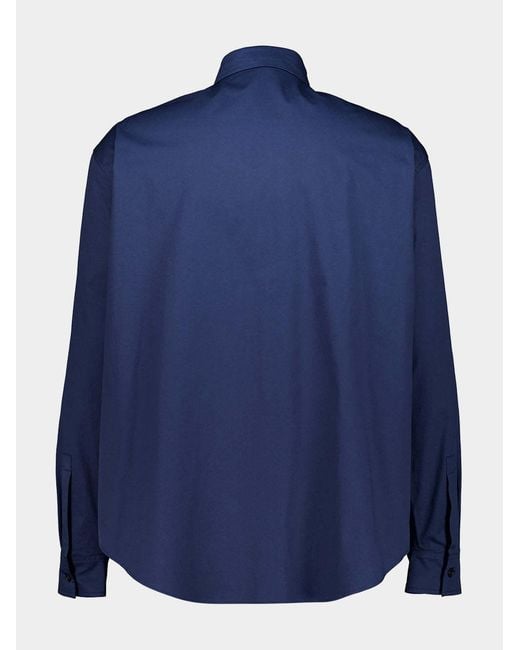Balmain Blue Logo-Embroidered Chest-Pocket Shirt for men