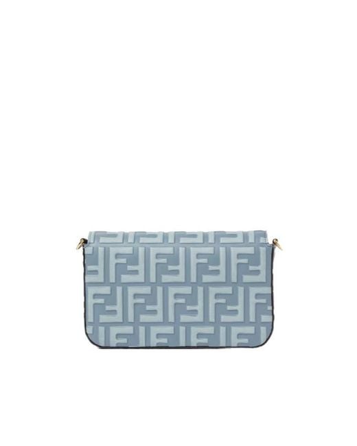 Fendi Blue Ff Diamonds Chain-Linked Wallet