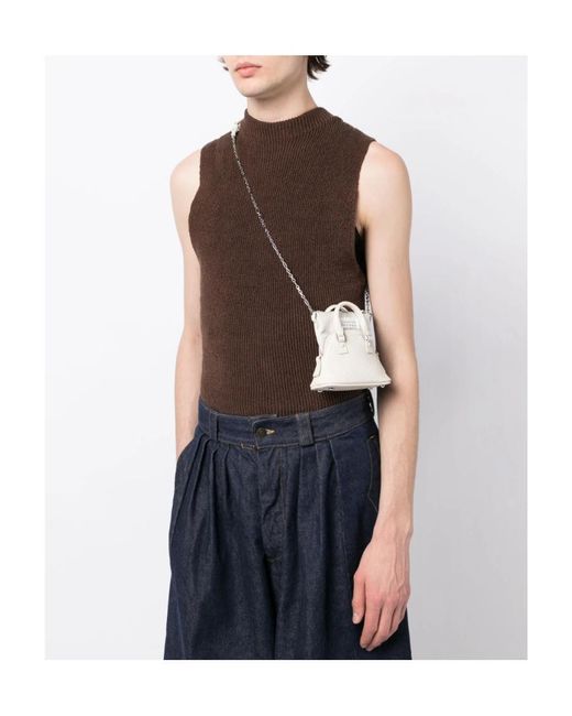 Maison Margiela White Numbers-Patch Zipped Mini Shoulder Bag
