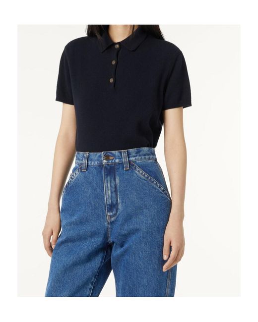 Loro Piana Blue Short-Sleeved Knitted Polo Shirt