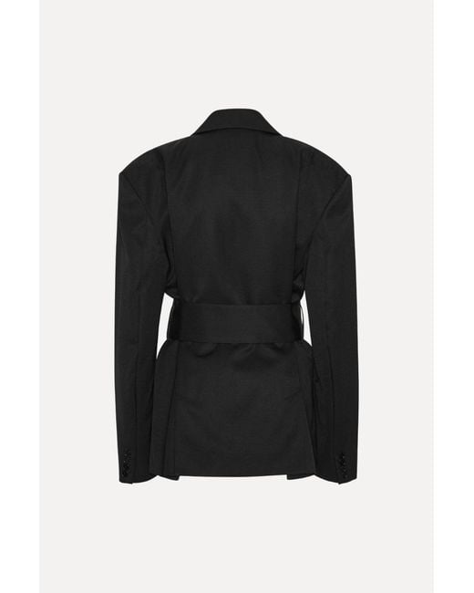 ROTATE BIRGER CHRISTENSEN Black Belted Double-Breasted Blazer