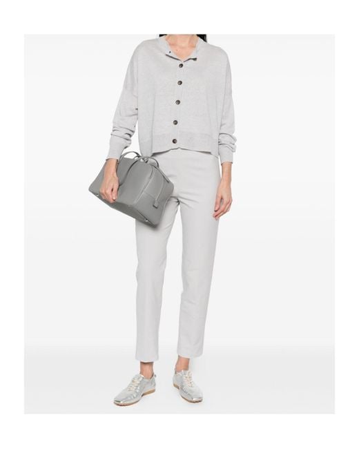 Baserange White Buttoned Cardigan
