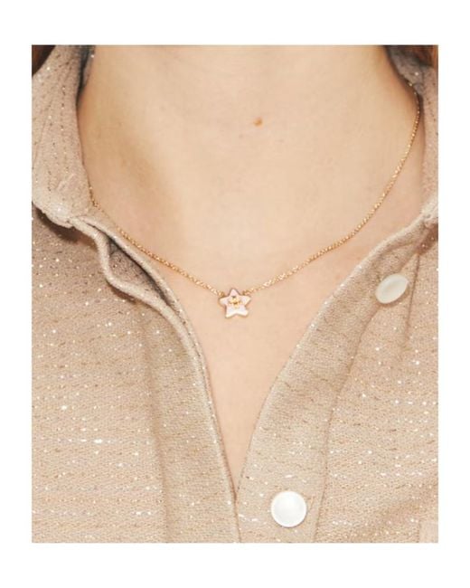 Tory Burch White Forget Me Not Star-Pendant Necklace