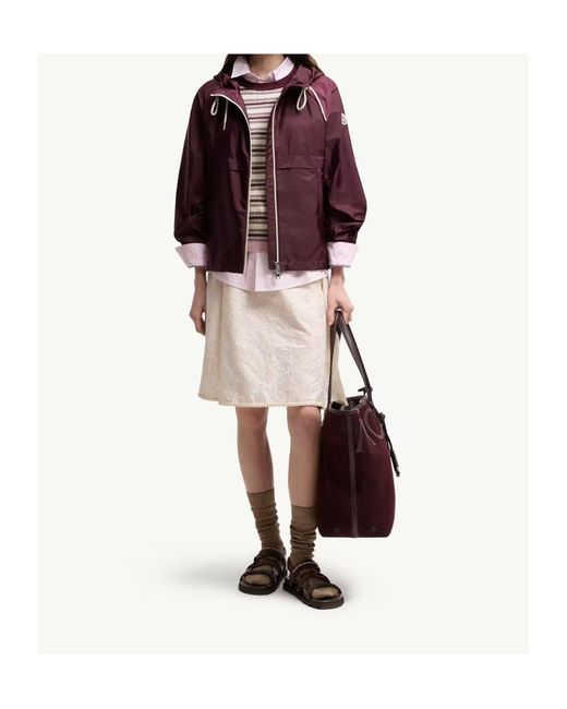 Moncler Red Zip-Up Hooded Jacket