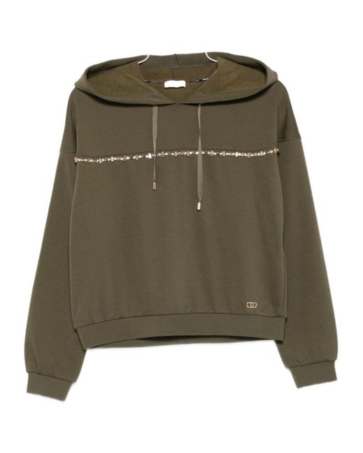 Liu Jo Green Embellished-Band Hoodie
