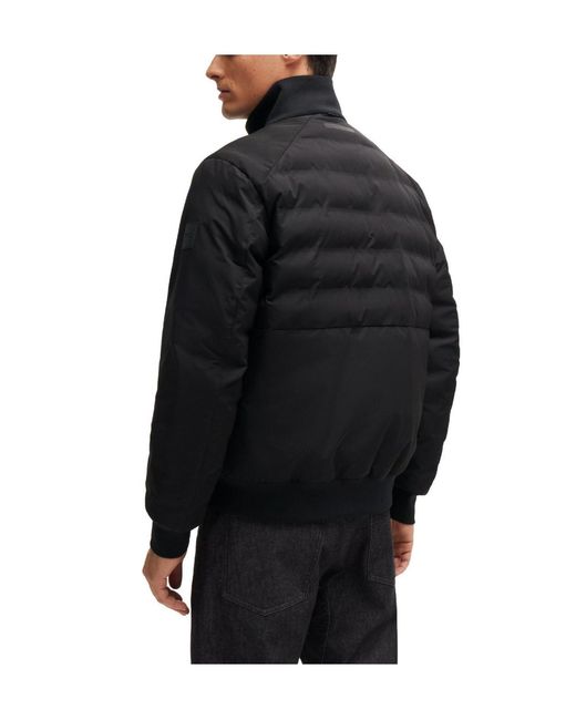 Boss Black Stand-Collar Quilted Jacket for men