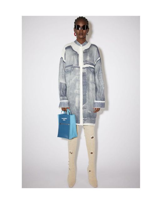 Acne Blue Small Papery Baker Tote Bag for men
