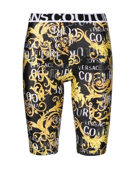 Versace Jeans Yellow Couture Logo-Printed Stretched Cycling Shorts