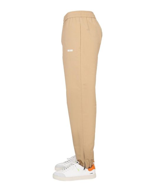 MSGM Natural Logo Detailed Elasticated-Waist Pants for men