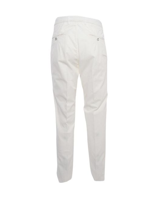 Peserico Gray White Cotton Casual Pants for men