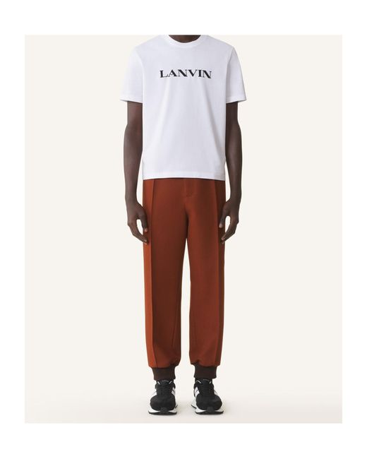 Lanvin White Logo-Embroidered Cotton T-Shirt for men