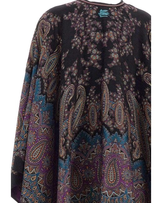 Etro Gray Paisley Printed Cape