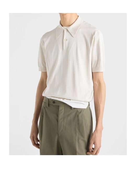 Prada White Short-Sleeved Polo Shirt for men