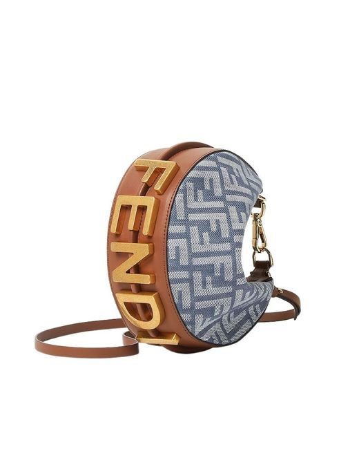 Fendi Graphy Ff Jacquard Mini Hobo Bag in Blue | Lyst