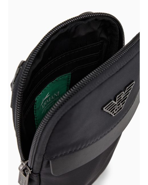 Emporio Armani Black Logo-Plaque Zipped Phone Holder for men