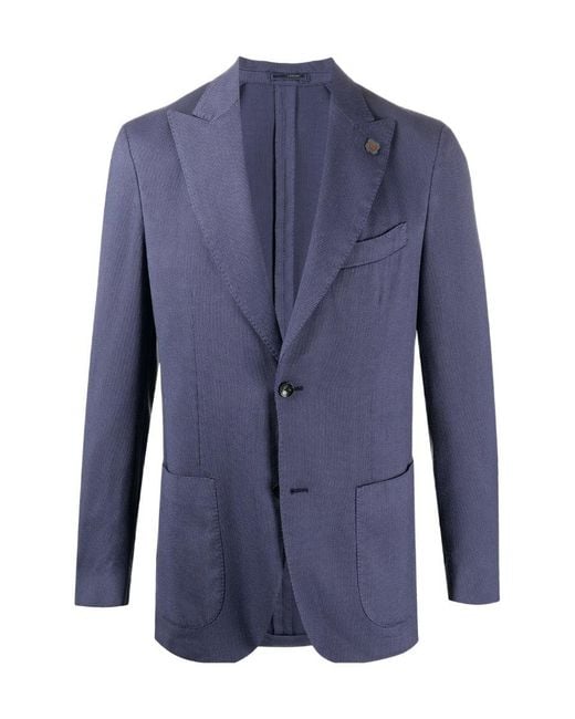 Lardini Blue Long Sleeved Suit Jacket for men