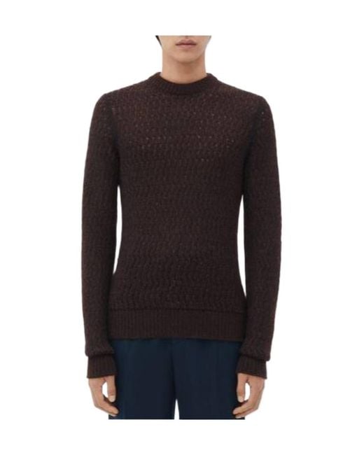 Bottega Veneta Black Wool Mohair Lace Effect Pullover for men