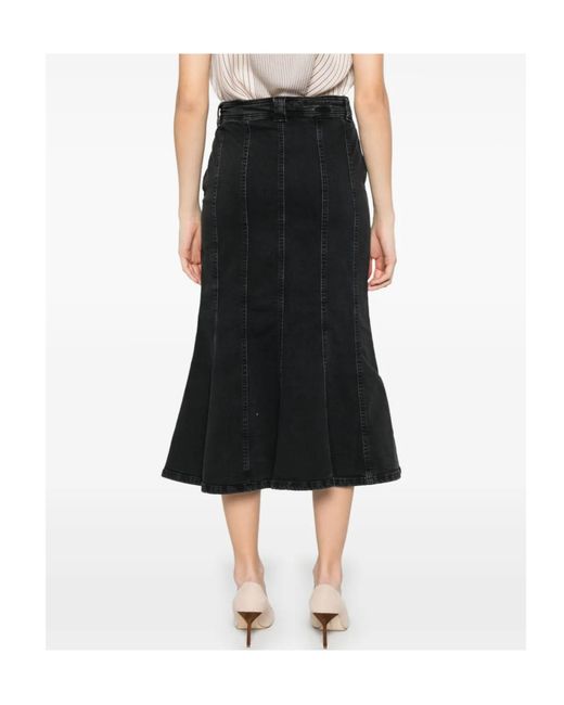 Twinset Black Pleated Denim Skirt
