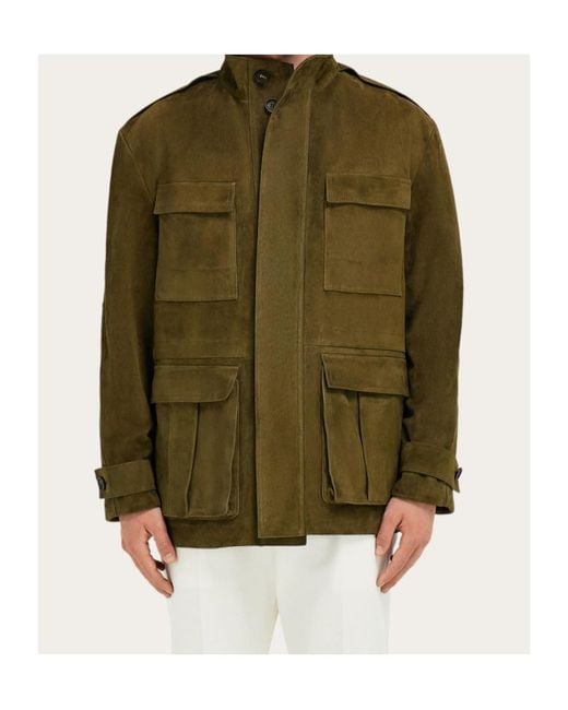 Ferragamo Green Ferragamo Pocket Detailed Field Jacket for men