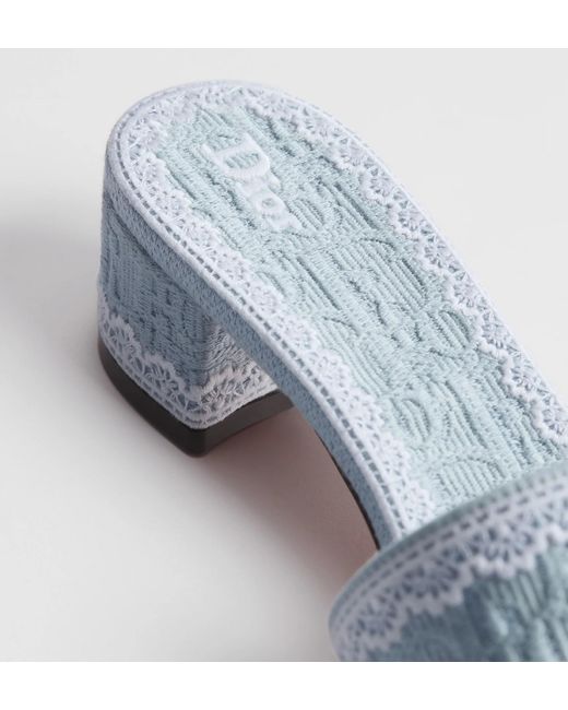 Dior White Dentelle Heeled Slide