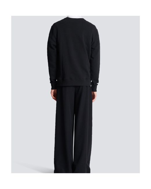 Balmain Black Logo Printed Crewneck Sweatshirt for men