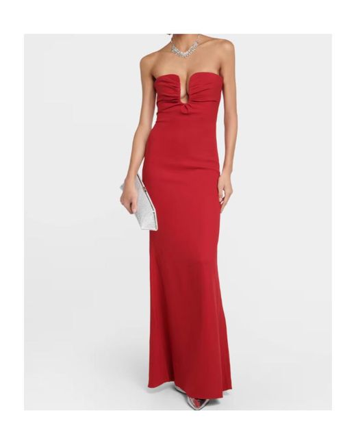 Roland Mouret Red Strapless Cady Gown