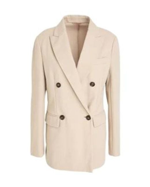 Brunello Cucinelli Natural Minimalist Double-Breasted Blazer