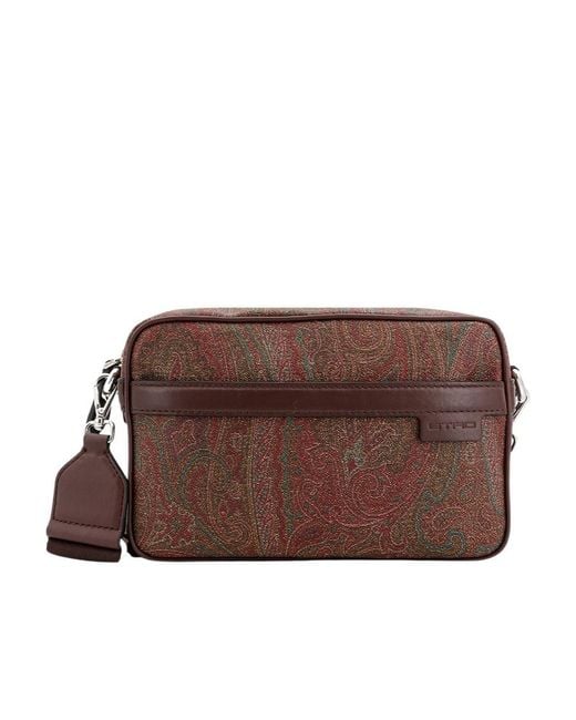 Etro Brown Small Paisley-Printed Zipped Crossbody Bag for men