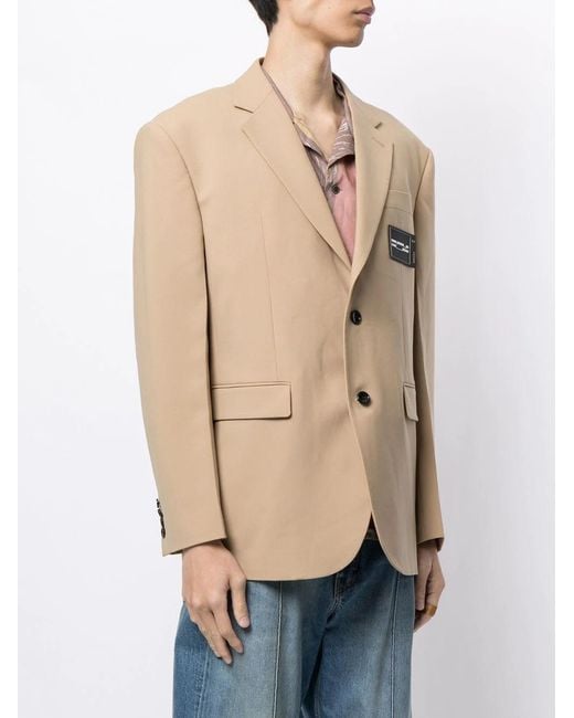 we11done Natural Logo-Patch Single-Breasted Blazer for men
