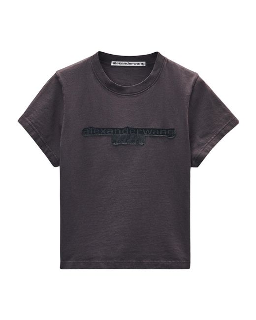 Alexander Wang Blue Logo Embroidered Cropped T-Shirt