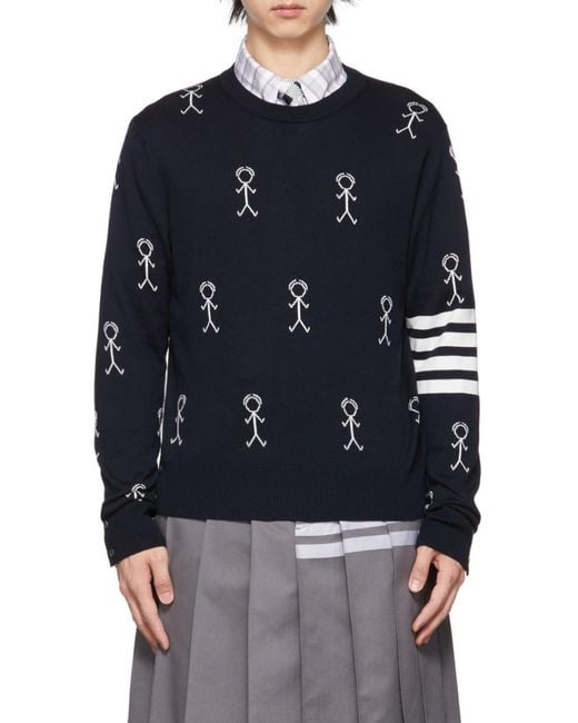 Thom Browne Blue Mr Thom Icons Jumper for men