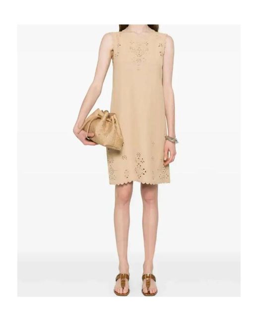 Ermanno Scervino Natural Broderie-Anglaise Midi Dress