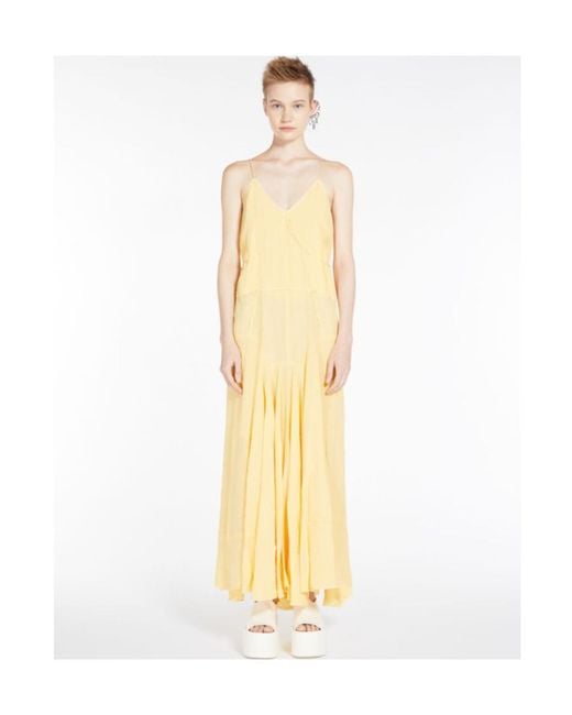 Sportmax Metallic V-Neck Gathered Maxi Dress