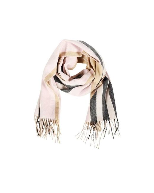 Burberry White Striped Fringed Scarf for men