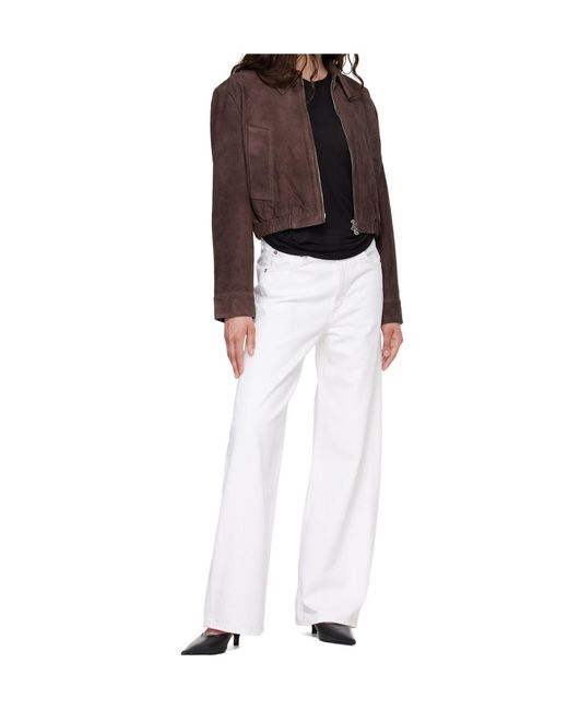 Agolde Brown Cropped Leather Jacket