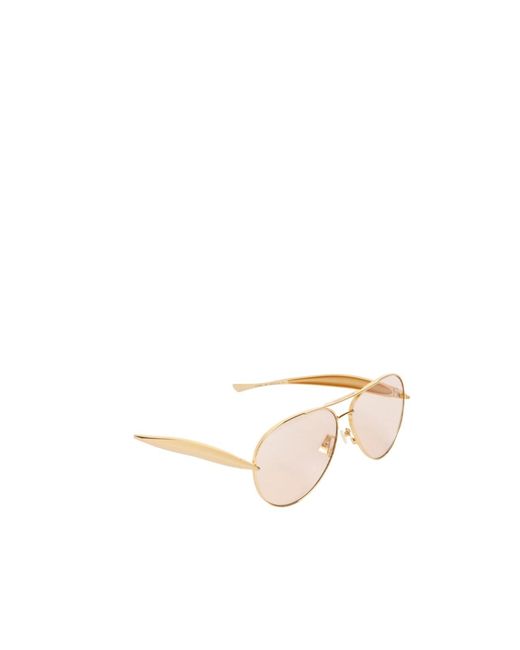 Bottega Veneta White Eyewear Aviator Frame Sunglasses