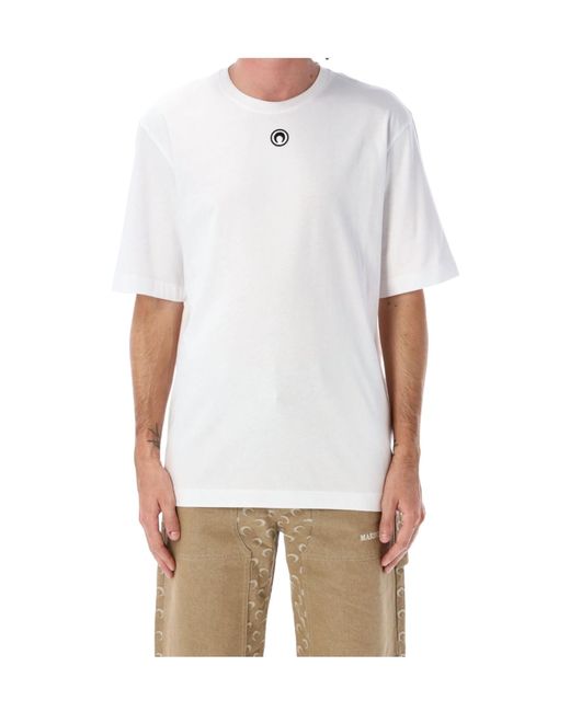 MARINE SERRE White Moon Embroidered Crewneck T-Shirt for men