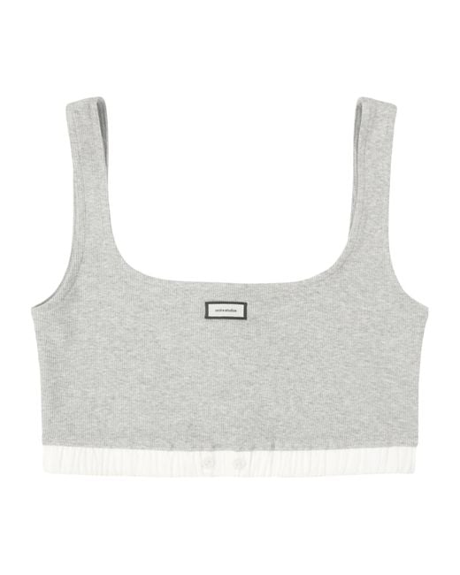 Entire studios Gray Ribbed Logo Bra Top