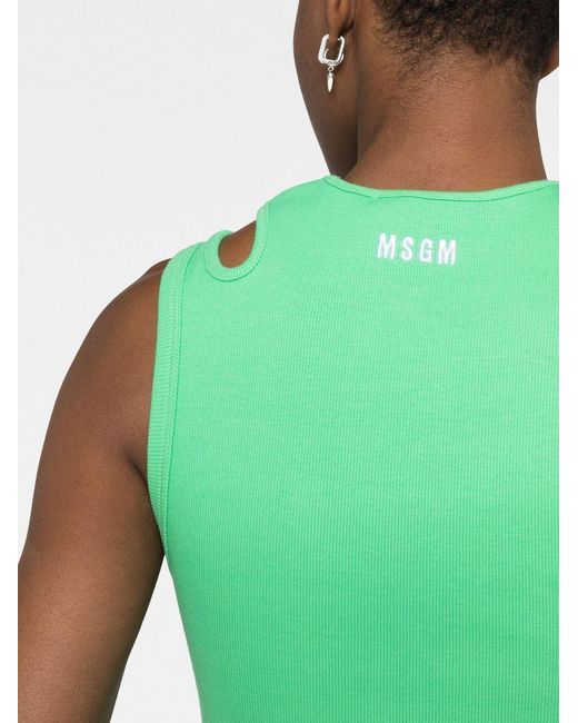 MSGM Green Cut-Out Tank Top