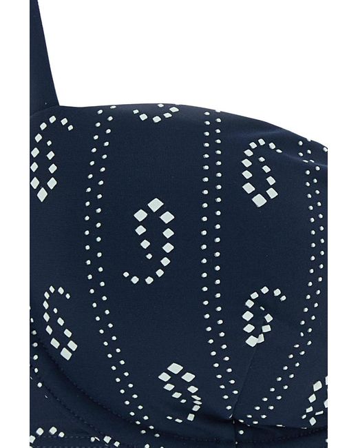 Tory Burch Blue All-Over Paisley Print Stretch Bikini Top