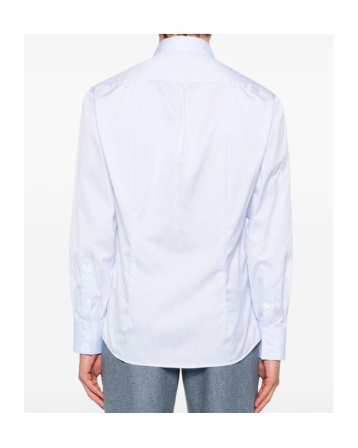 Brunello Cucinelli White Cotton Shirt for men