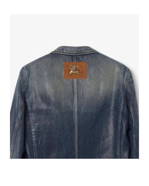 Burberry Blue Coated Denim Tailored Jacket for men